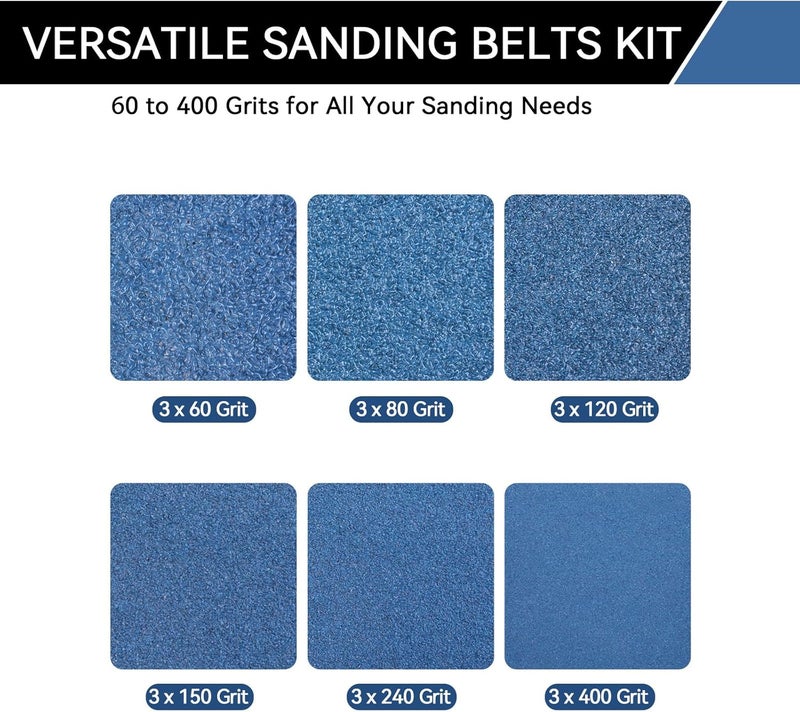 Aolabela 3x24 Inch Sanding Belts 18 Pcs 6 Grits Sizes (3 Each of 60/80/120/150/240/400 Grits) Heavy Duty Belt Sander Zirconia Belt Sander Paper for Wood, Metal, Stainless Steel, Cars, and Furniture - Image 3